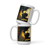 Elegant NS-811 white glossy mug filled with hot coffee.